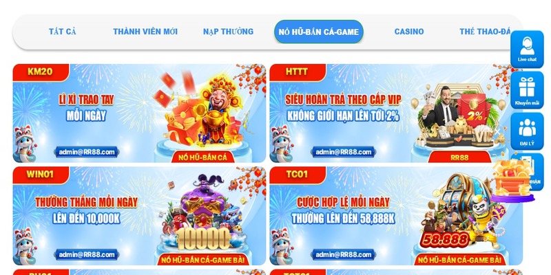 Các chương trình khuyến mãi siêu hot cho hội viên bắn cá RR88