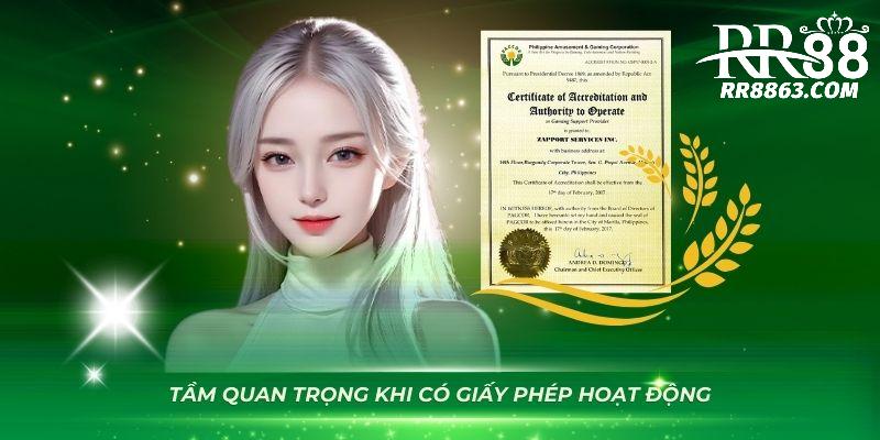 Giấy phép hoạt động RR88 chứng nhận sự hoạt động hợp pháp của nhà cái